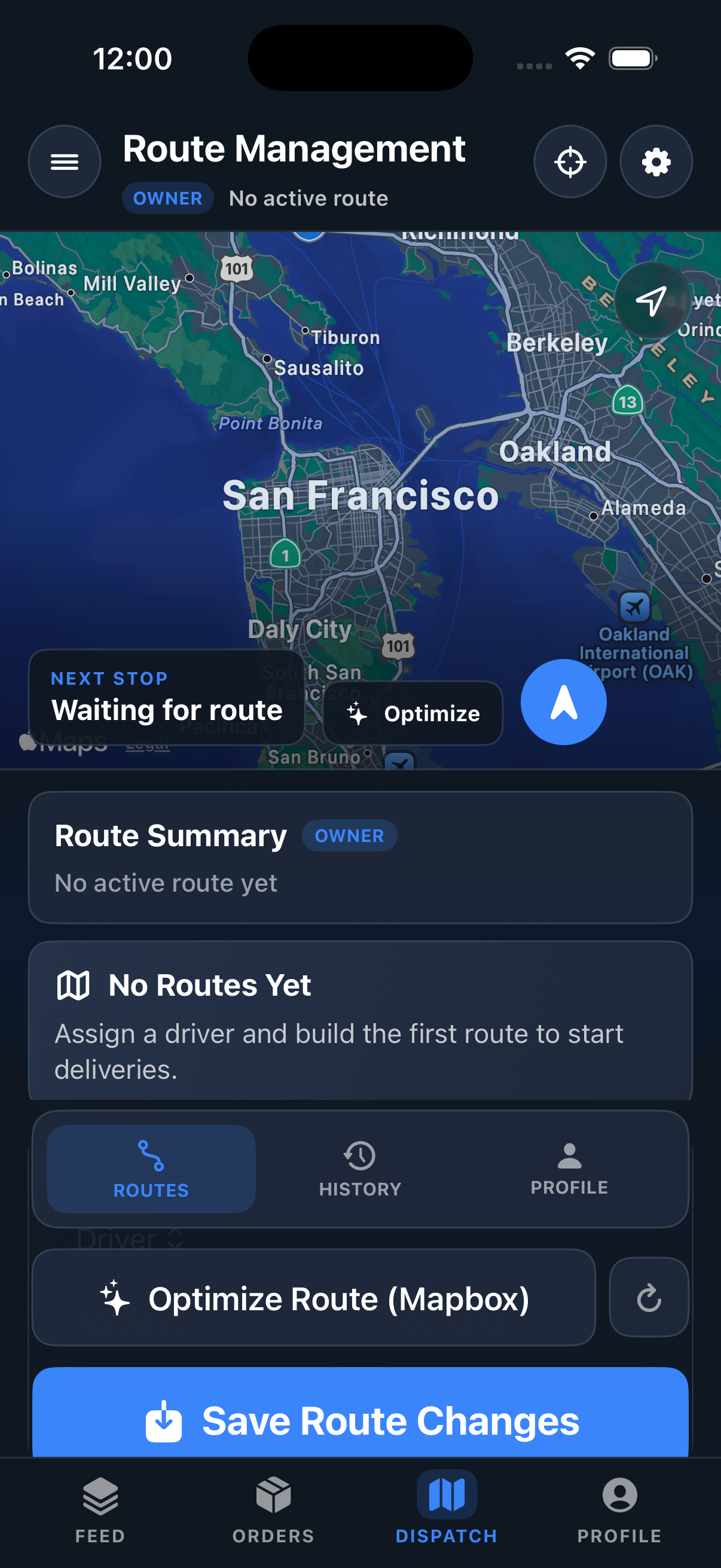BOPPERATION Dispatch — Real-time route management with map view