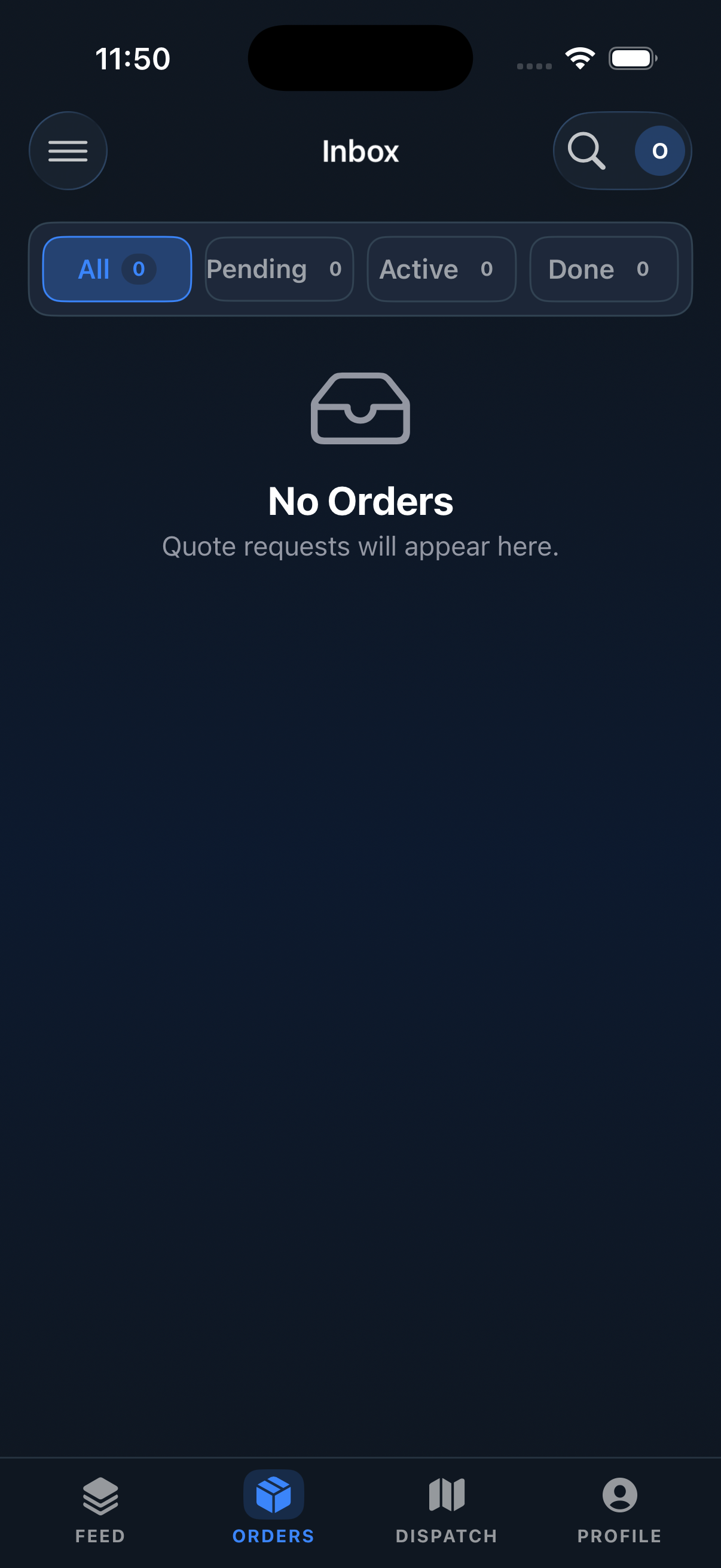 BOPPERATION Orders — Inbox with filtering by status